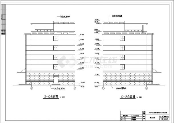 【5层】3200平米左右CAD框架办公楼毕业设计（含建筑结构图、计算书、答辩技巧）-图二