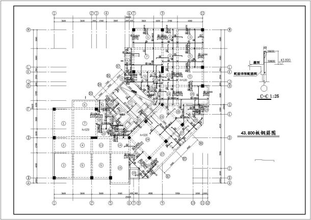 某地区富康大厦办公楼结构CAD施工图-图二