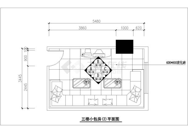 某现代风格KTV包房室内装修设计cad施工详图-图一