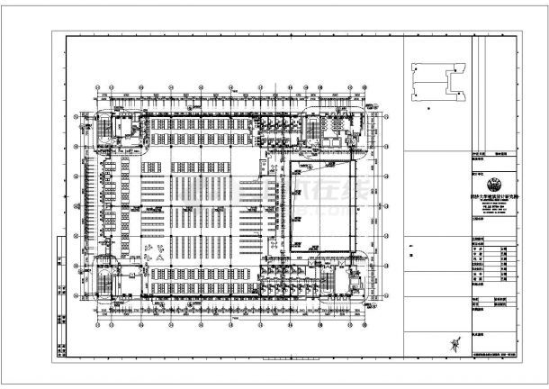 盐城市某高等学院3.2万平米7层框架结构图书馆建筑设计CAD图纸-图一
