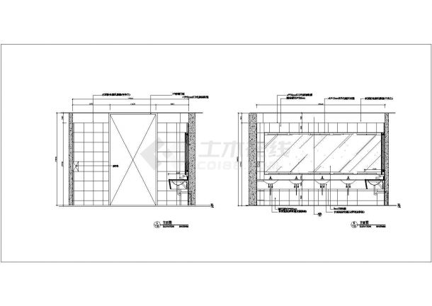 某地大型新型商场卫生间全套装修施工设计cad图-图二