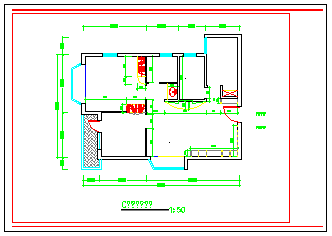 两室两厅住宅室内装修cad平面布置设计施工图