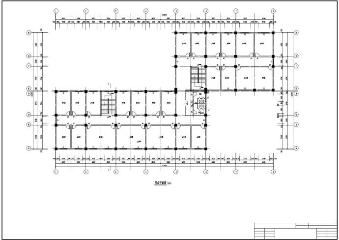 某5143.67平米CAD六层框架办公楼（含计算书、建筑、结构图）_图1