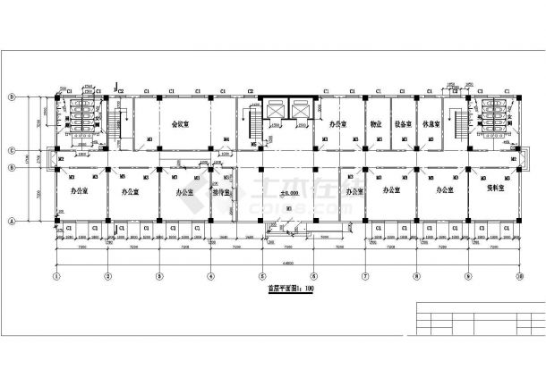 某6812平米CAD五层高职教学楼（计算书、部分建筑、结构图）-图一