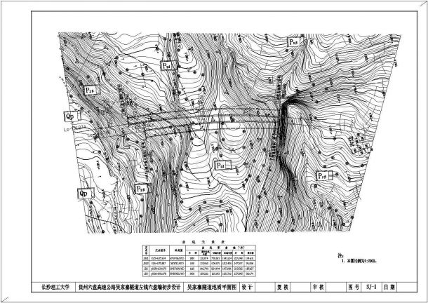 某分离式单向行驶两车道隧道左线CAD道路全长298m（计算书90页，CAD图13张）-图一
