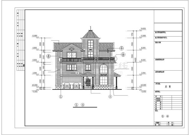 抚顺市某现代化庄园3层框混结构欧式别墅全套建筑设计CAD图纸-图二