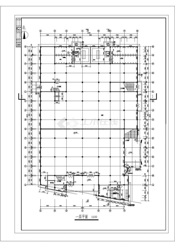 某县城白马中学高级中学五层餐厅宿舍综合楼建筑工程设计cad图（含平立剖）-图一