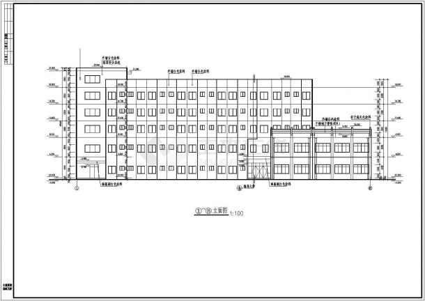 某市科技园五层钢筋混凝土结构食堂宿舍综合楼建筑方案设计cad图（含门窗表、大样节点图）-图二