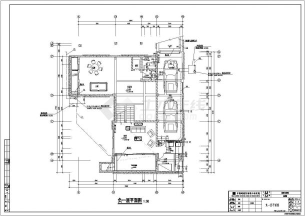 奉化市某度假村2层砖混单体别墅给排水系统设计CAD图纸（含地下室）-图二