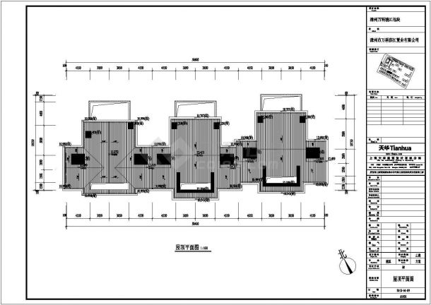滁州市建设路某1020平米三层框架结构购物商城平立面设计CAD图纸-图一