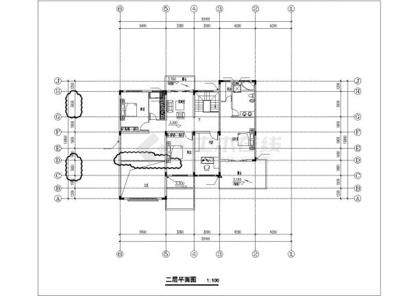 540+530平米两套2层砖混结构单体别墅全套平面设计CAD图纸-图二