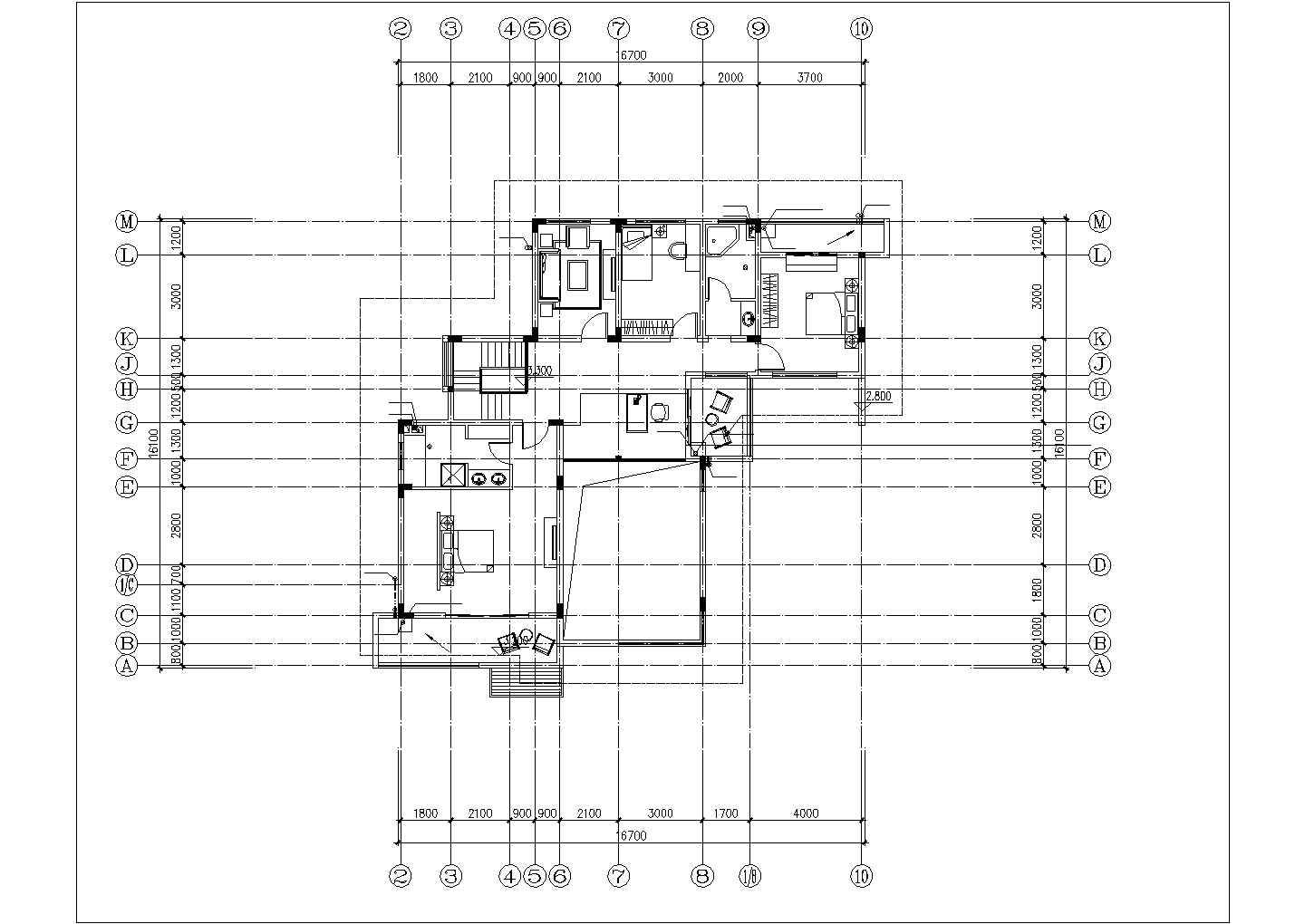 济宁市某村庄508平米双层砖混结构单体别墅全套平面设计CAD图纸
