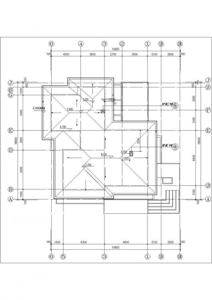 无锡市某村庄536平米2层砖混结构单体别墅全套建筑设计CAD图纸_图1
