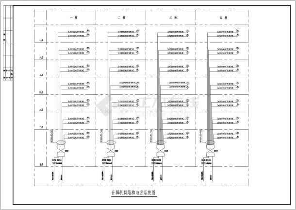 电气设计_某学校教工宿舍弱电CAD图-图一