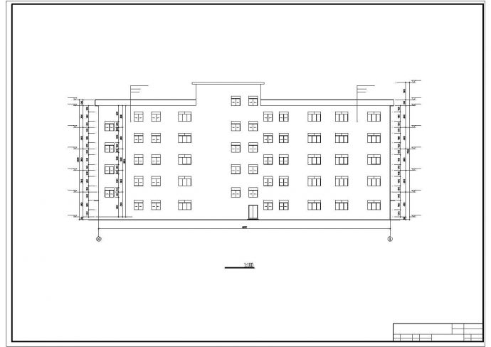 5324平米五层钢框架办公楼毕业设计cad图，共两张_图1