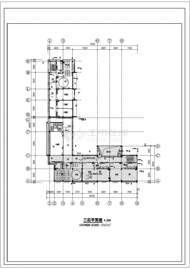 南宁市某社区幼儿园2800平米三层框架结构教学综合楼建筑设计CAD图纸-图一
