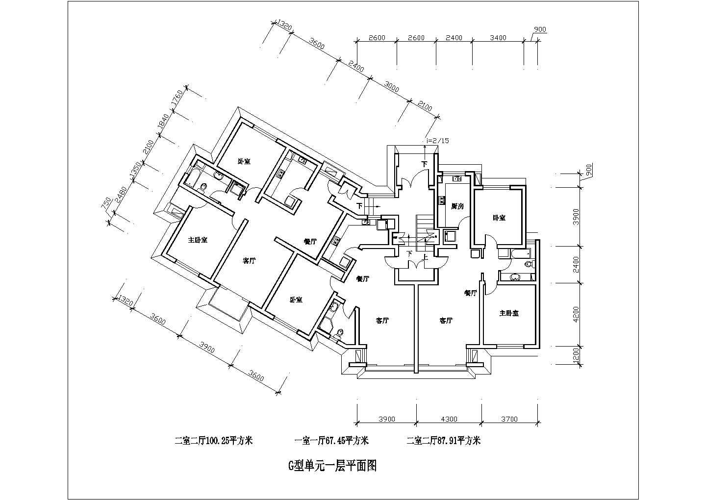 某二室二厅100平米CAD节点设计图