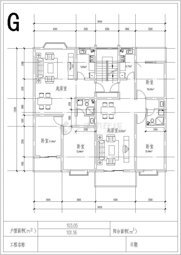 某小区住宅经典套房CAD平面设计【独户6种设计面积78至110平米 1梯2户3种设计面积102-109平米 1户1房1厅48.53平米】-图一