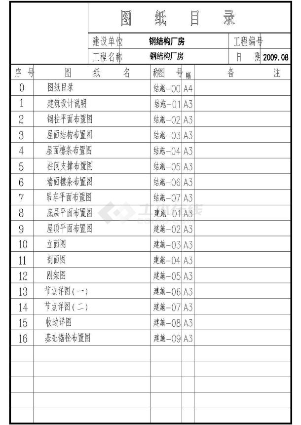 金景石材公司钢结构厂房工程设计CAD图纸-图一