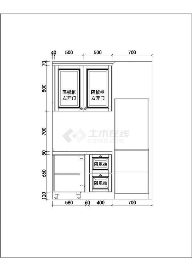 某样板房橱柜装修设计cad详细方案图（含报价表）-图二