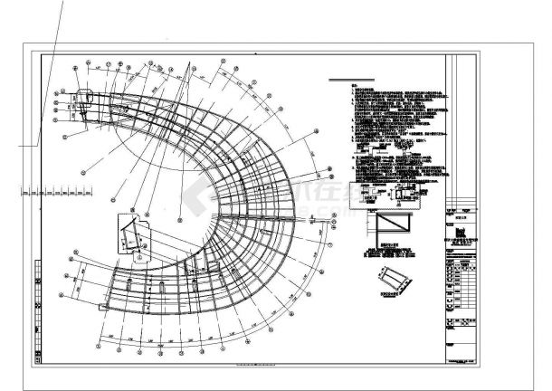 上海市某大学4900平米4层框架圆形结构生活配套服务楼建筑设计CAD图纸-图一