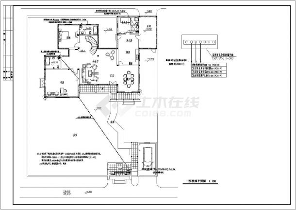 某高层别墅电气CAD全套设计构造图纸-图二