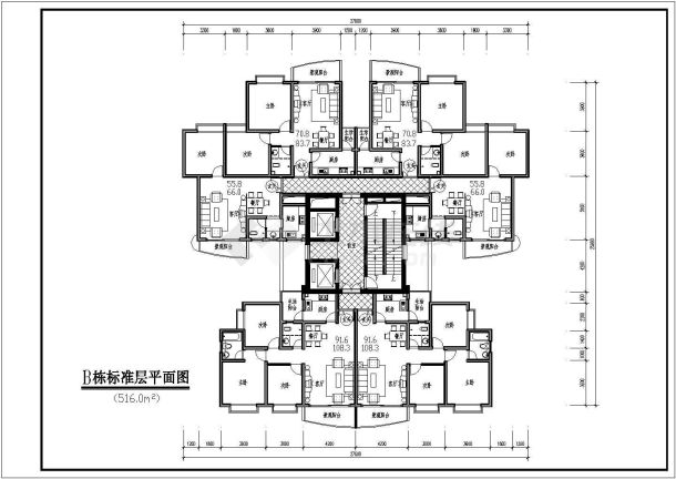 某高层住宅户型CAD设计大样经典集合-图一