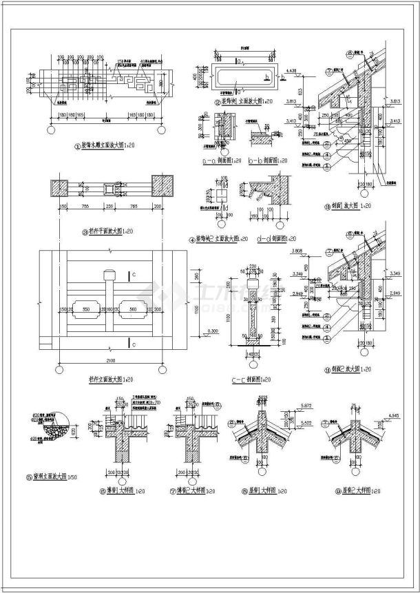 某亭廊CAD大样完整全套详细设计施工图-图一