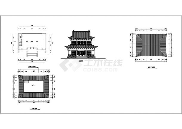 某寺庙藏经阁CAD完整设计构造图纸-图一