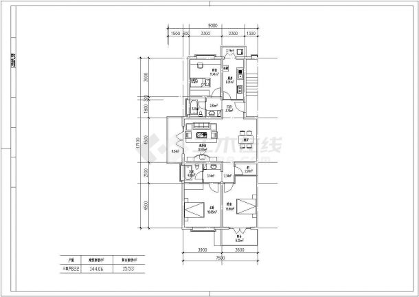 某100至180平方米CAD全套设计户型【独户、3室2厅、4室2厅】-图二