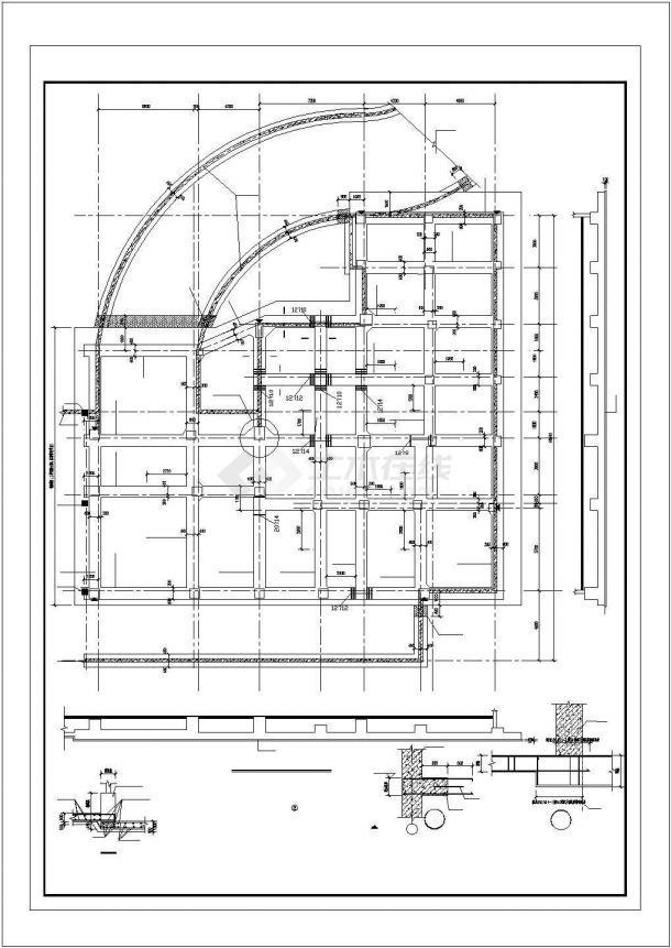 某高层框架结构办公楼结构施工图，带一层地下室-图一