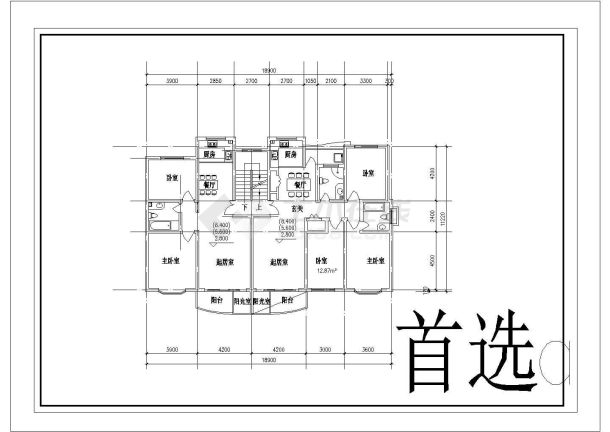 某经典户型CAD大样设计完整平面图-图二