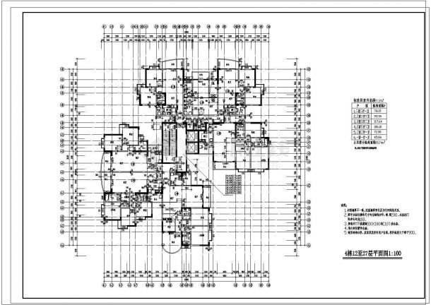 某高层住宅CAD构造设计大样完整平面图-图一