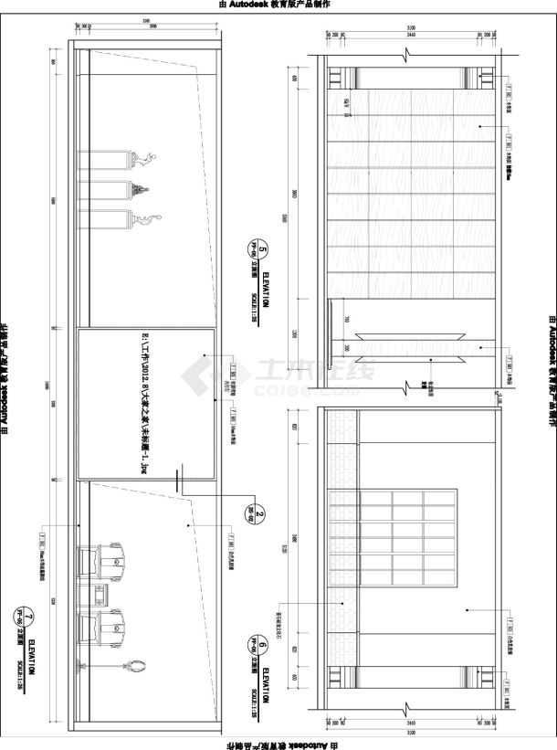 大家之家北京店混搭风格装修设计cad详细施工图（含电气设计，含效果图）-图二