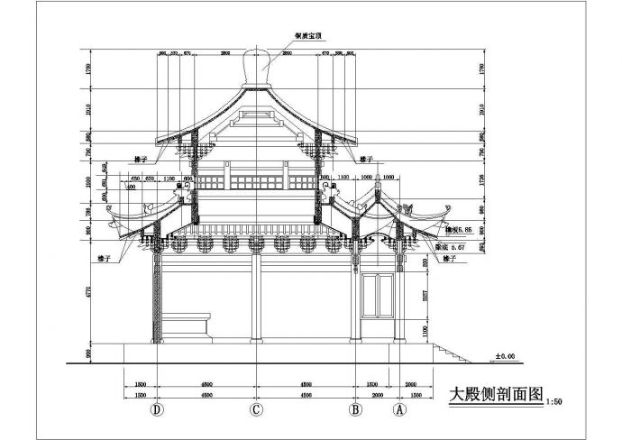 某碑亭正立面CAD全套构造设计施工图_图1