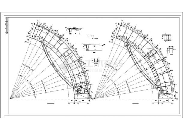 某八层弧形办公楼框架结构施工图-图一
