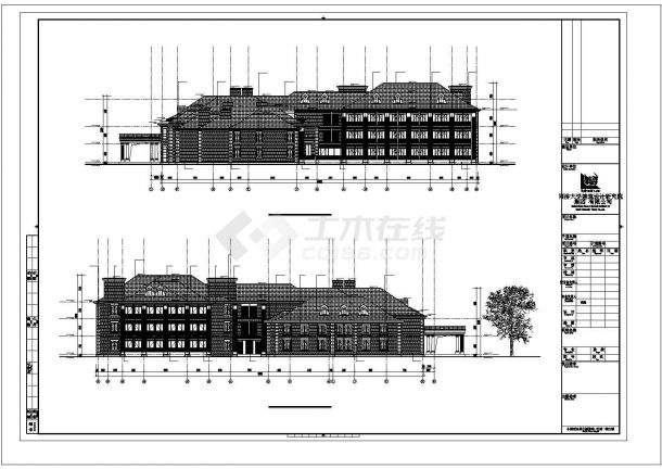 汕头市某1.4万平米3层框架商务酒店贵宾楼全套建筑设计CAD图纸-图二