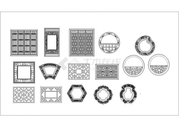 某传统古建筑元素门窗CAD设计-图一