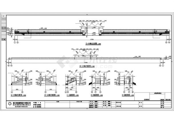 沈阳市某大学内部现代风格运动操场看台建筑设计CAD图纸-图二