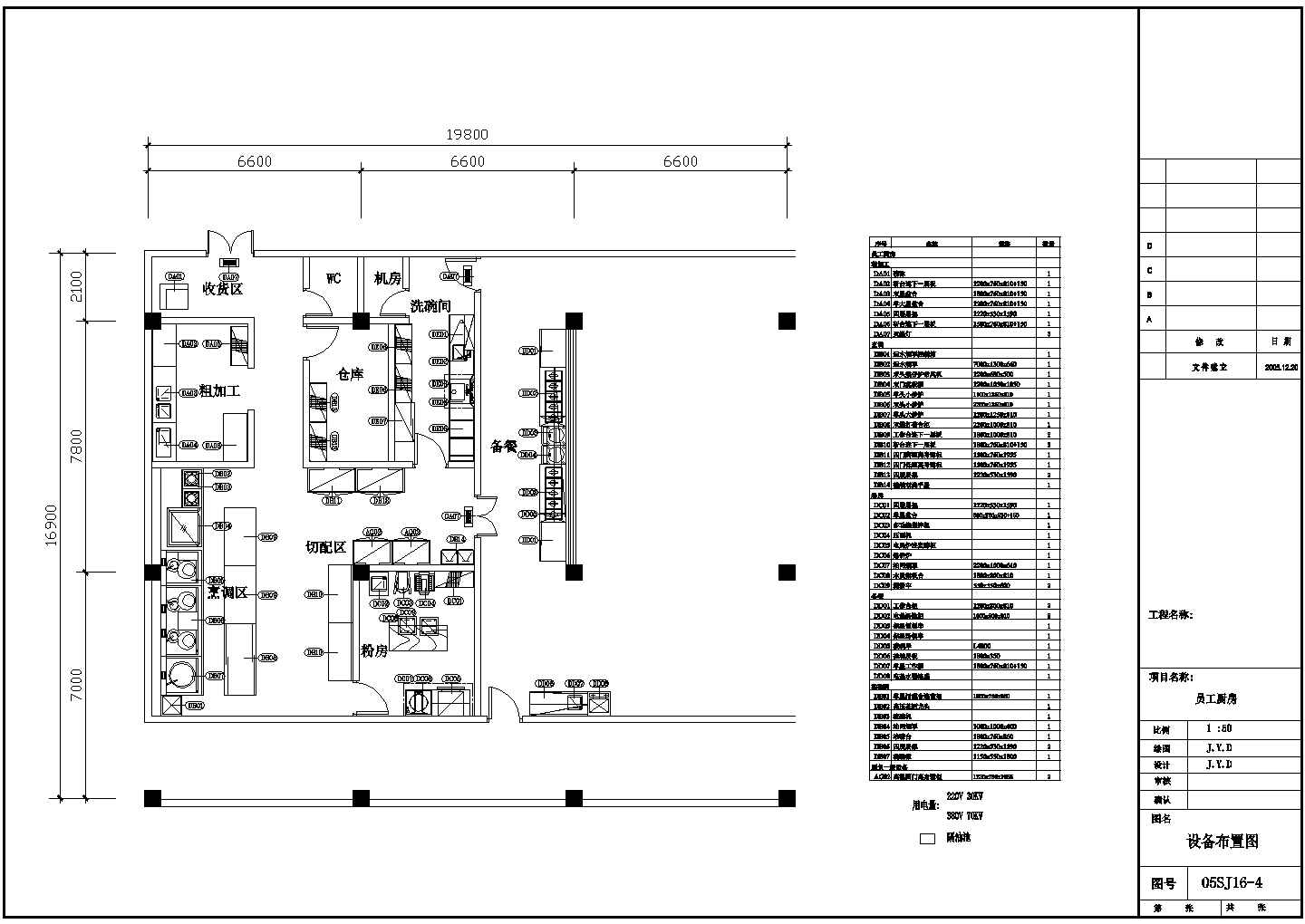 电气设计_某厨房设备电系统CAD图