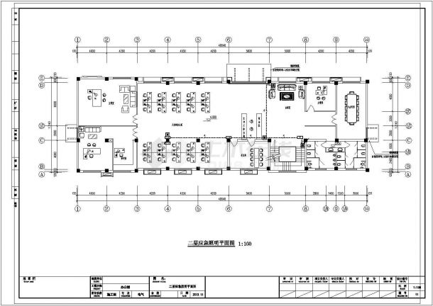 某1497㎡江苏三层办公楼全套电气施工CAD图纸（三级负荷）-图二
