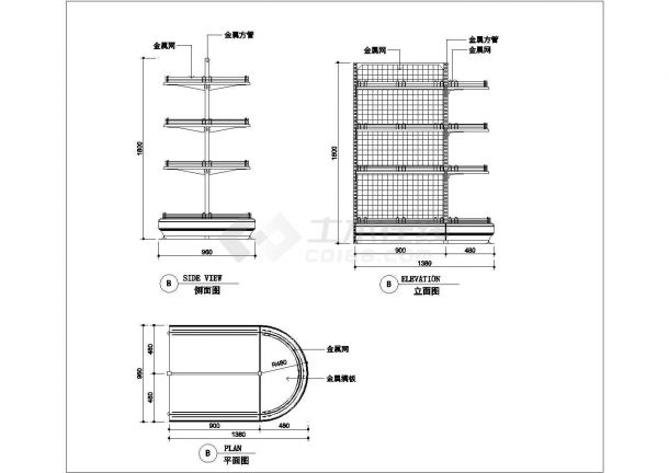 典型17套超市货架设计cad详细施工图（甲级院设计）-图二