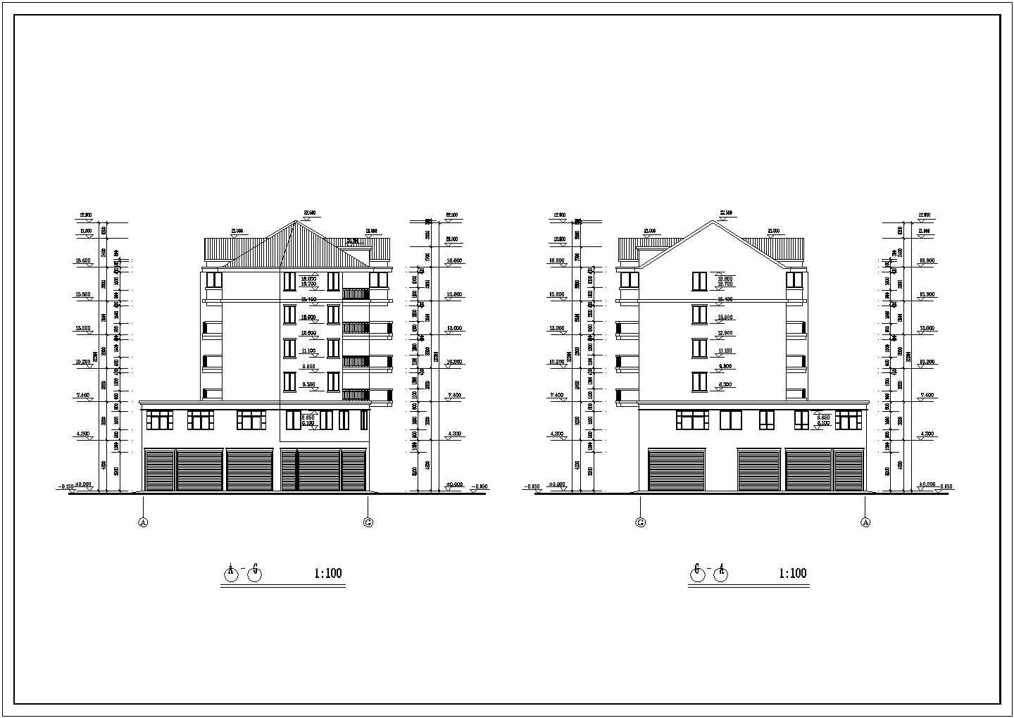 某地火焰小区多层商住楼北栋工程全套施工设计cad图纸