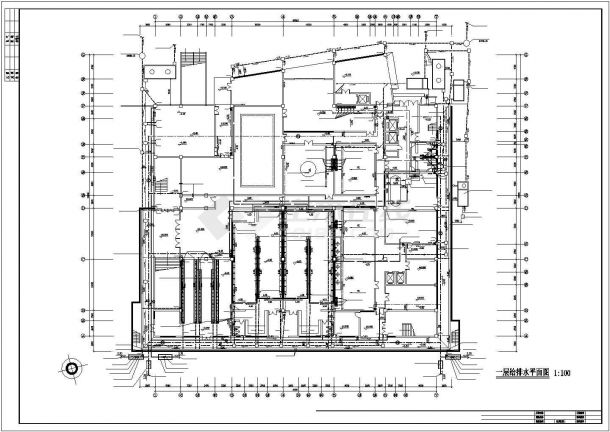 扬州市某重点大学5层框架结构学生食堂给排水系统设计CAD图纸-图二