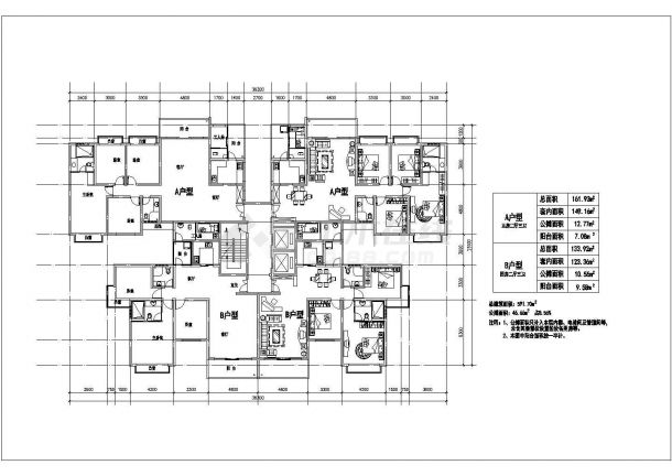 【无锡】高层住宅户型住宅楼全套施工设计cad图-图二