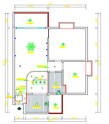 某室内家庭装修cad施工平面方案图_图1