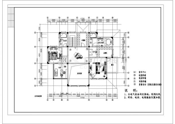 某地区欧式别墅建筑装修方案设计施工CAD图纸-图二