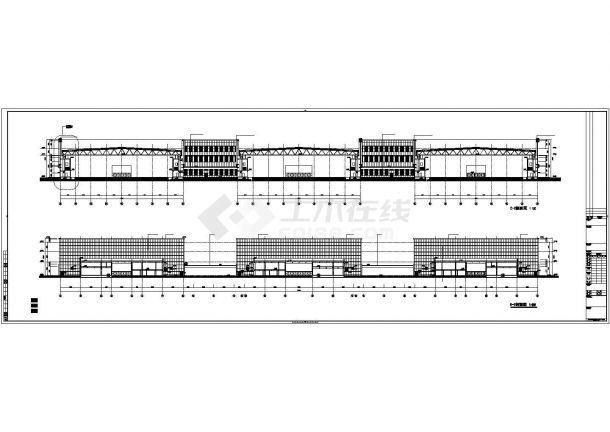 某大空间现代展览馆建筑结构方案设计施工CAD图纸-图二
