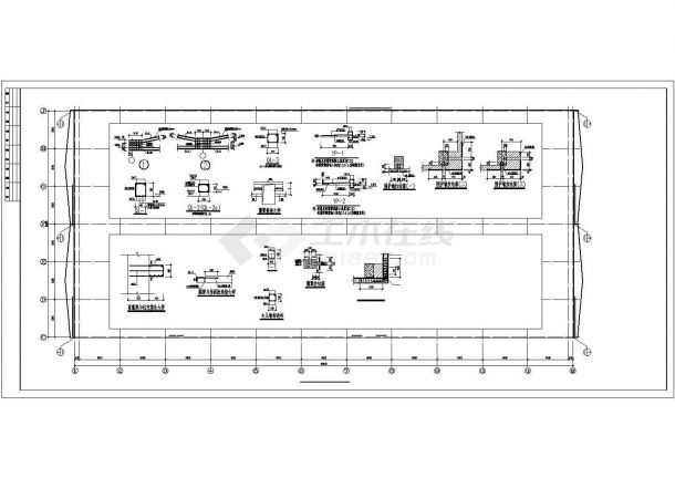 某框排架厂房及辅助用房建筑结构方案设计施工CAD图纸-图二