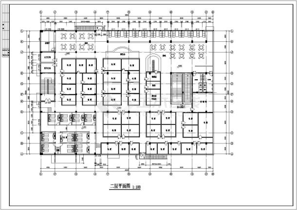 邯郸市某3500平米2层大型框架结构休闲洗浴中心建筑设计CAD图纸-图二